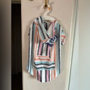 NWT Pet Apparel Striped Hooded Poncho with Pocket, Size M